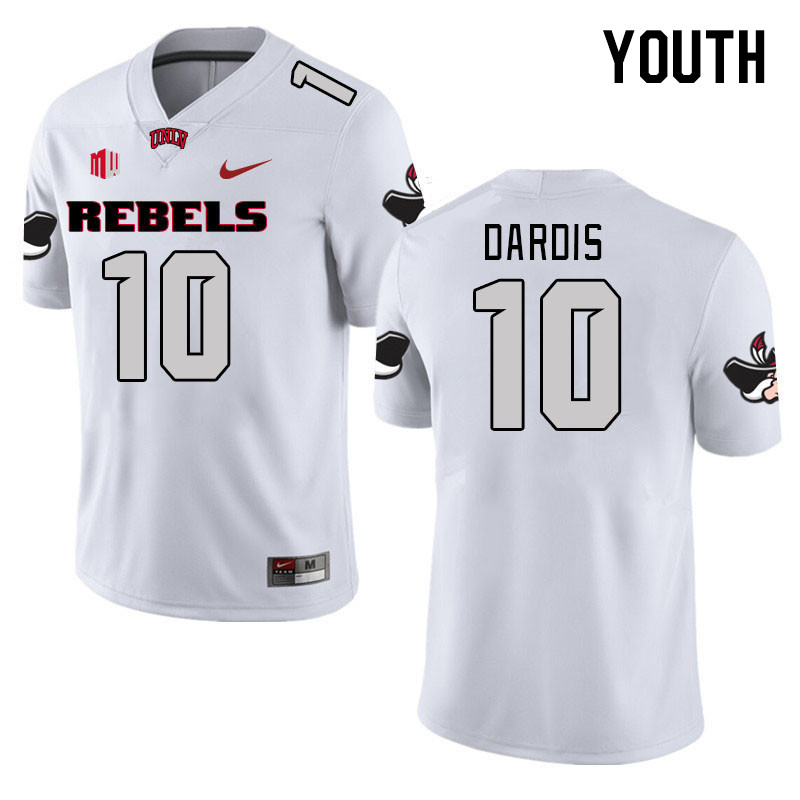 Youth #10 Quinnten Dardis UNLV Rebels 2023 College Football Jerseys Stitched-White - Click Image to Close